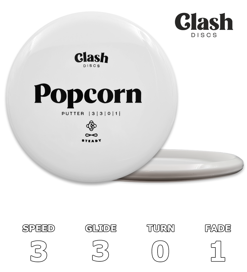 Clash Discs Popcorn Putter - Straight Flying Disc Golf Putter In Steady Ring Plastic