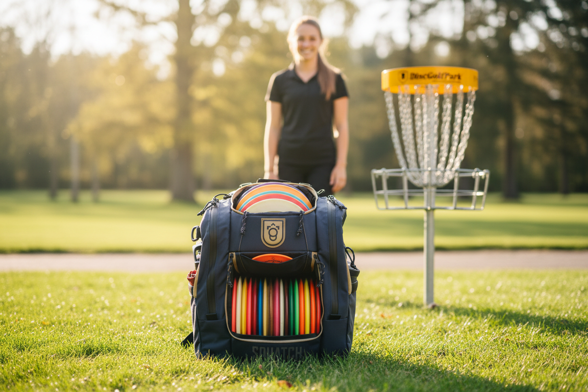 Flera olika storlekar av discgolfväskor