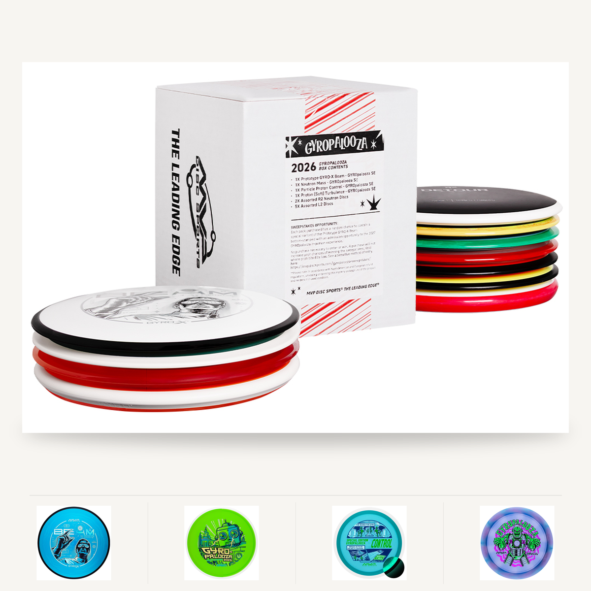 GYROpalooza 2026 mystery box med fem specialdiscar